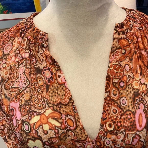 A.L.C. Orange Floral Smocked Mini Dress - Picture 3 of 14